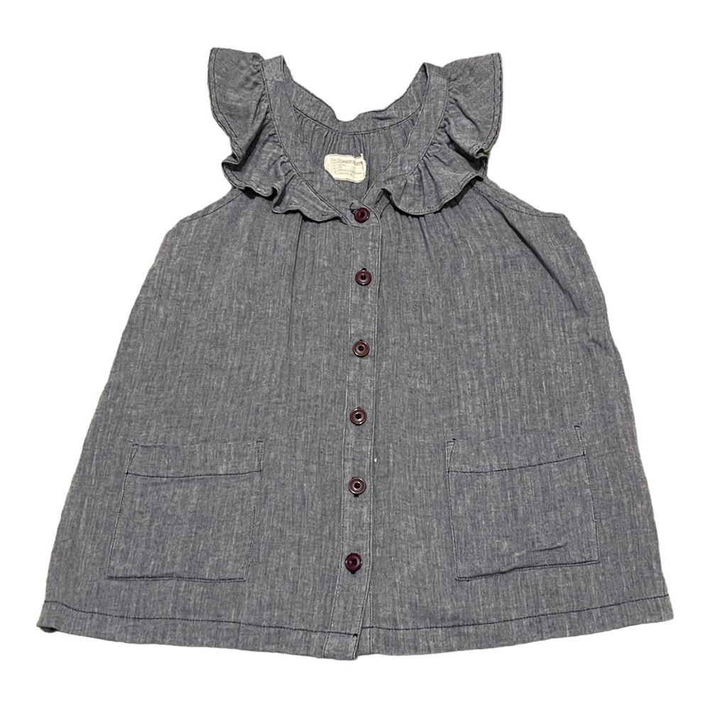 Current/Elliott Ruffle Collar Sleeveless Chambray Top Size Small